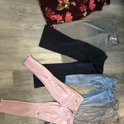 Lady Size 10 Fall Starter Set Two Dress Pants, Two Jeans, One Pants Romper, And One Dress