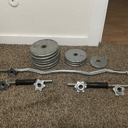 Adjustable Dumbbell And EZ Bar Weight Set 