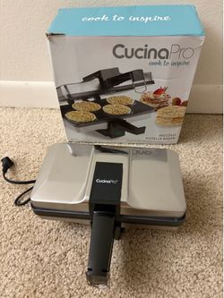 Piccolo Pizzelle Baker- Nonstick Electric Press Makes 4 Mini Cookies at Once