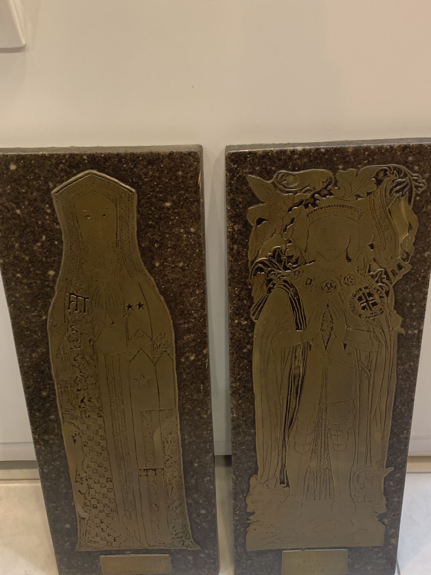 Antique Brass Art Set Of Two