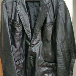 VINTAGE CONCORD 80s BRAND BLACK LEATHER COAT, SIZE 40, SAME STYLE COAT ON EBAY NOW FOR $75