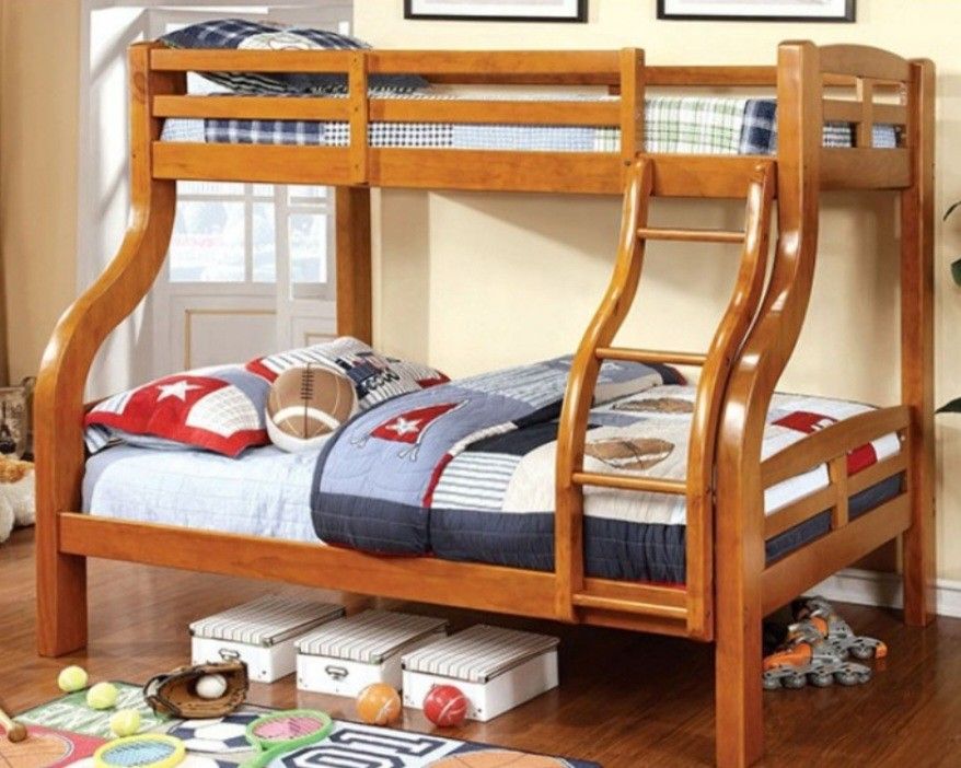 Brand New Oak Twin Over Full Bunk Bed 
