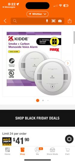 Kidde Firex AA Battery Powered Smoke and Carbon Monoxide Detector with Voice Alarm 21032090