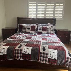 Bed Frame With Night Stands And Cabinet