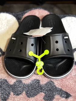 Crocs Slide Sandals Black White New