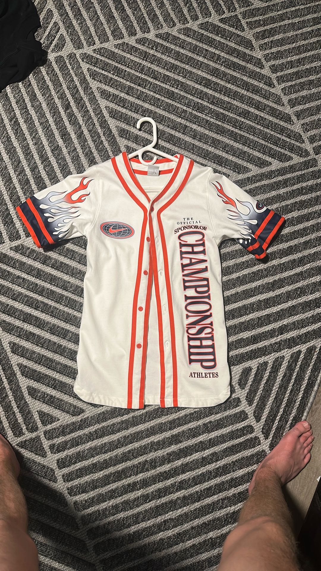 Nike Sportswear Flame Jersey In Sail/habanero Red