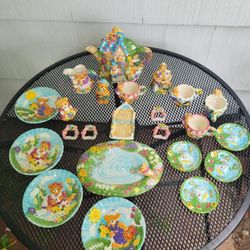 Teddy Bear 23 Piece Children's Tea Set Vintage 1996 Original Box Complete READ