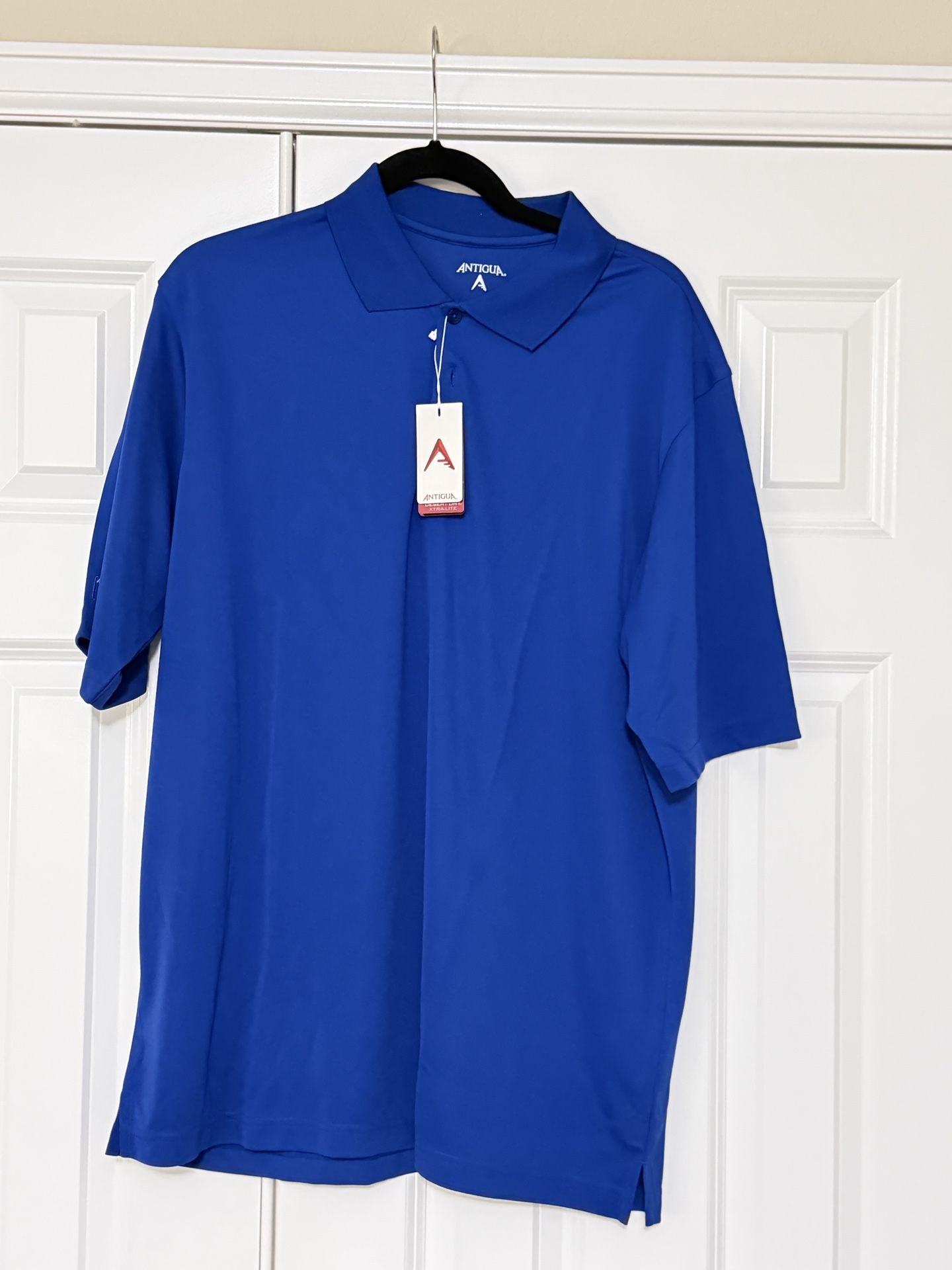 ANTIGUA DESERT DRY GOLF SHIRT Blue LARGE No Logos NEW w/ TAGS