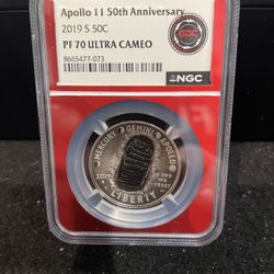2019 S Perfect Graded Apollo 11 50th Anniversary Half Dollar Graded At PR70 By NGC C-19