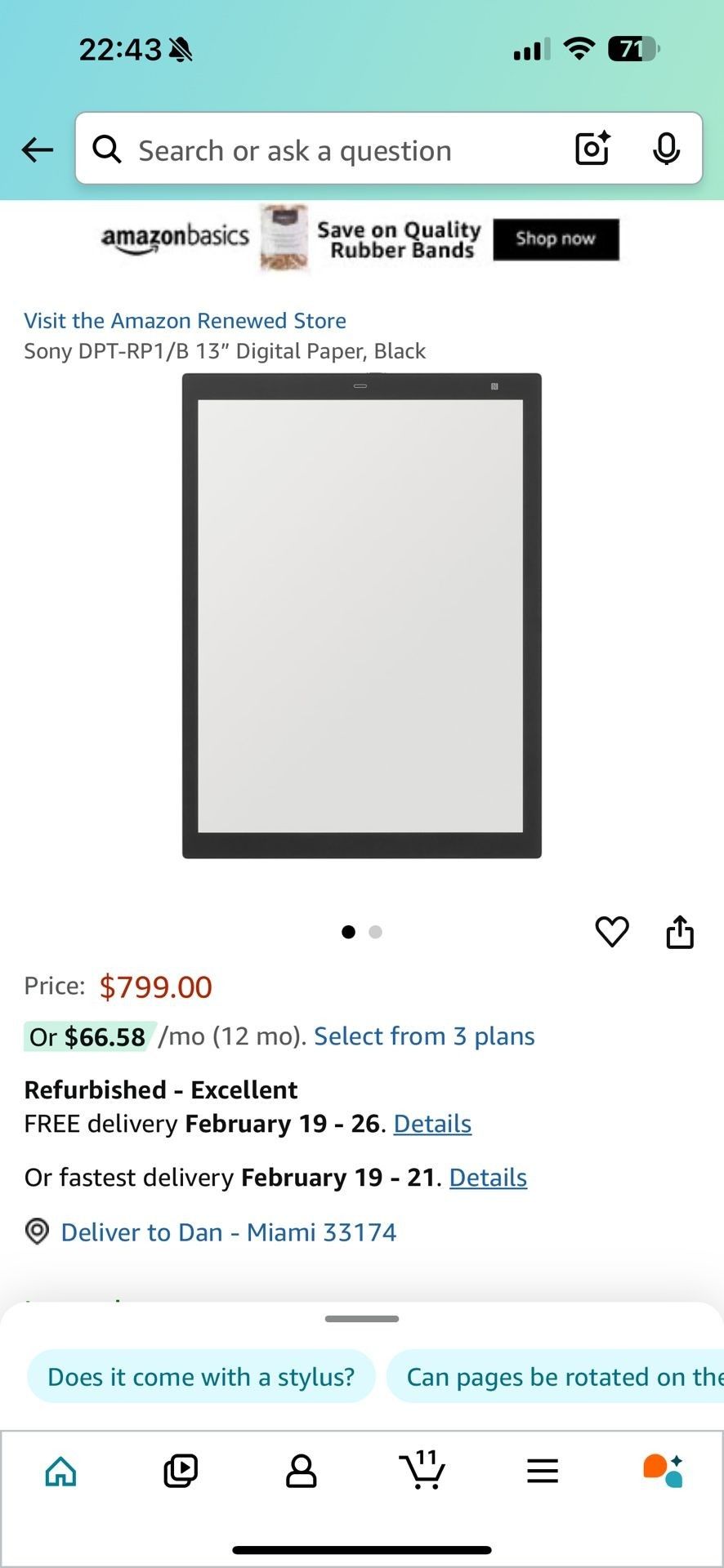 Sony Digital Paper E-reader 13 inch (DPT RP1) w/ case