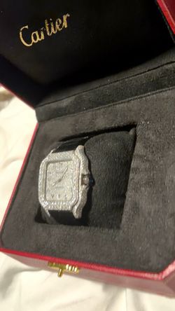 leather band iced out watch