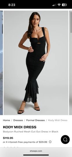 Black Mesh Midi Dress