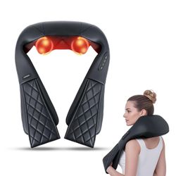 Back and Neck Massager,Shiatsu Back Massager with Heat,Cordless Portable Kneading Shoulder Massage Shawl Electric Massage Pillow for Pain Relief Deep 