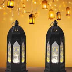 Ramadan Hex Glow black Lantern (Set of 2)