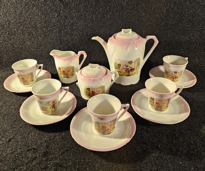 Early 20th Century German Fine Porcelain Childs 15 Piece Tea Set ⭐️1(contact info removed)s⭐️