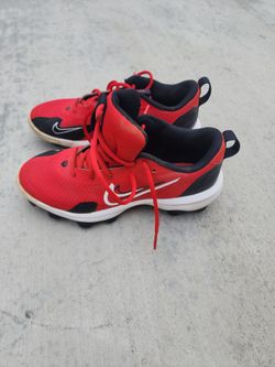 used nike trout baseball cleats youth size 5 red with black