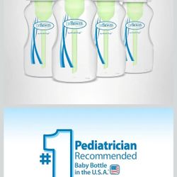 Dr. Brown's Natural Flow Anti-Colic Options+ Wide-Neck Baby Bottles 9 oz/270 mL,with Level 1 Slow Flow Nipple,4 Count