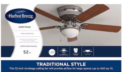 52” Harbor Breeze Armitage Ceiling Fan with Light Kit