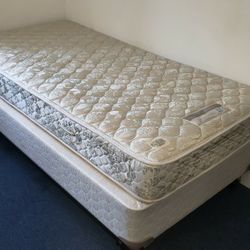 Sealy Firm Twin Bed w/ Box Spring & Bed Frame 