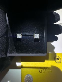 Moissanite Diamond Cube Cut Earrings 5.5mm