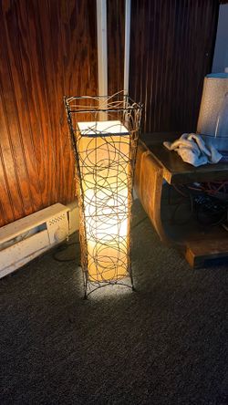 Wire Frame Floor Lamp with Fabric Shade