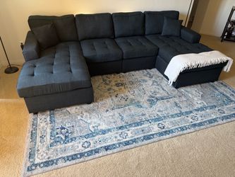 Blue Sectional Couch + 8x10 Rug – $400 OBO