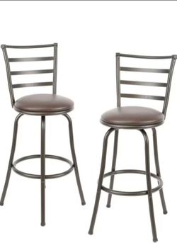 2 Swivel Barstools Expresso Brown
