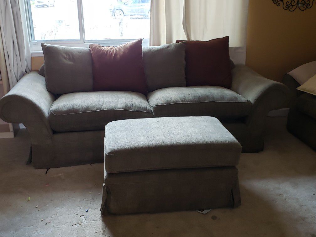Oversized couch, love seat, chair and ottoman