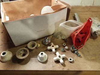 Lot of antique porcelain and chrome plumbing parts