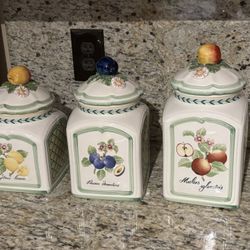 Villeroy & Boch French Garden Charm Set Of 3 Canisters 