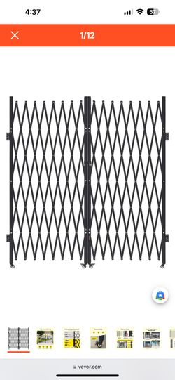 VEVOR Double Folding Security Gate, Lockable Scissor Gate with 360° Swivel Casters, Outdoor Barricade Steel Retractable Gates, for Entry Security, Ga