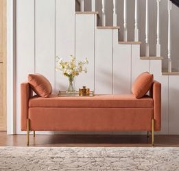 Aristides 56''W Upholstered Flip Top Bench with Subdivided Storage and Toss Pillows $125 cash firm