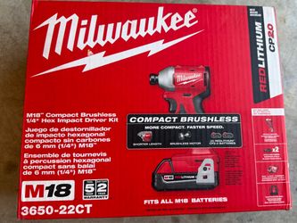 Milwaukee Compact Brushless 1/4 Hex Impact Driver Kit (3650-22CT)
