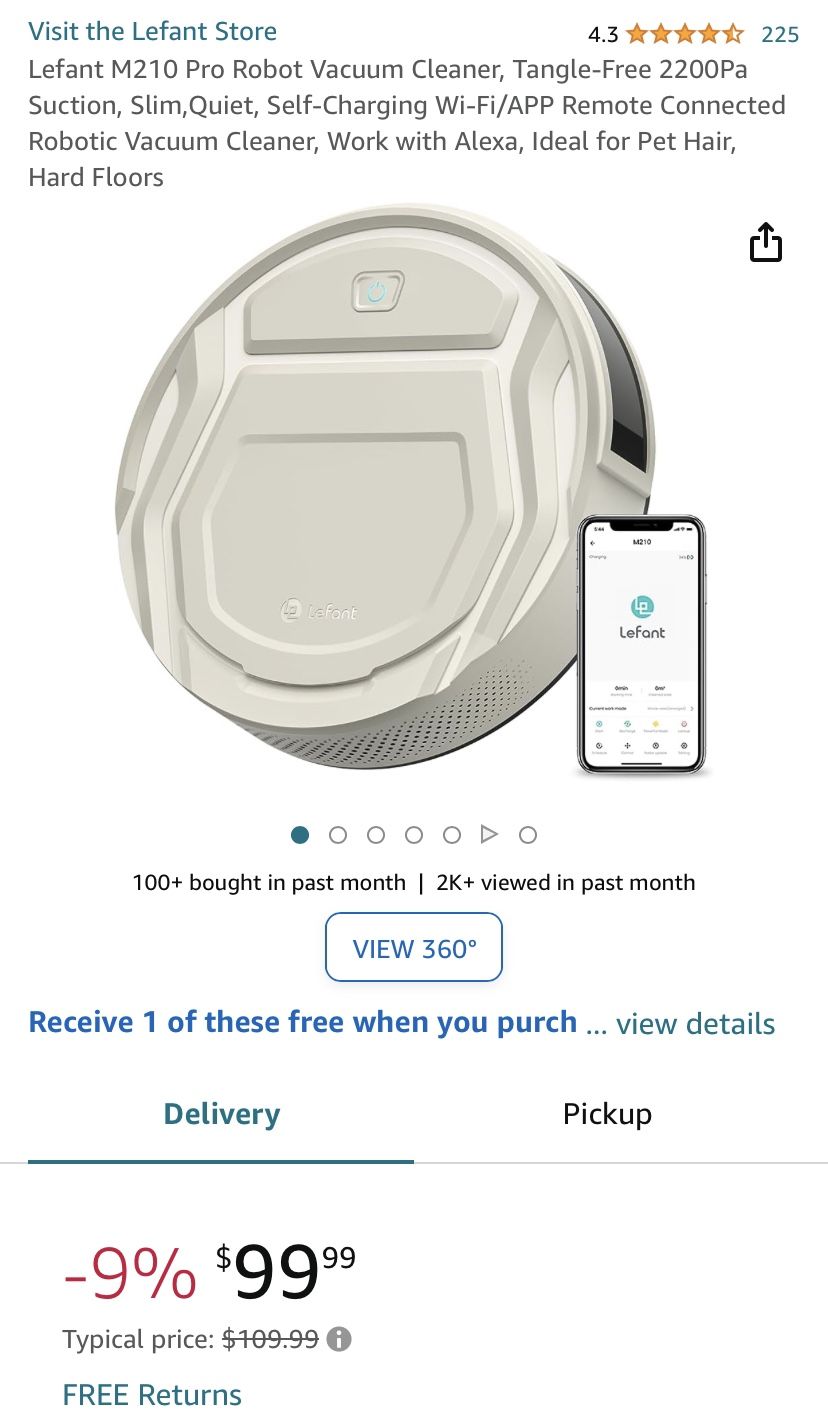 Lefant M210 Pro Robot Vacuum Cleaner