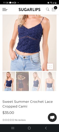 Sweet Summer Crochet Cropped Cami XS
