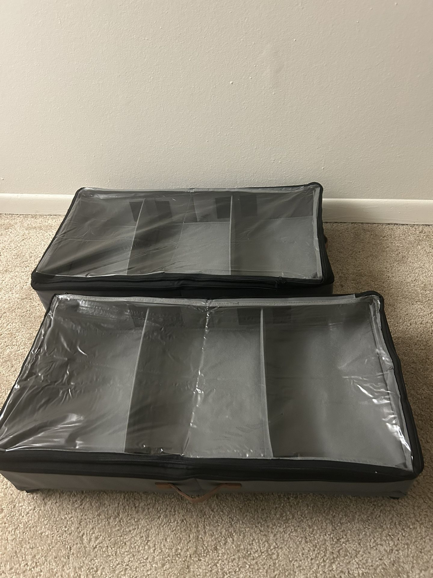 2pack Under Bed Storage with Wheels, 72L XXL adjustable tall gray