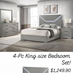 4-Pc King Size Bedroom Set. $53 Down Payment