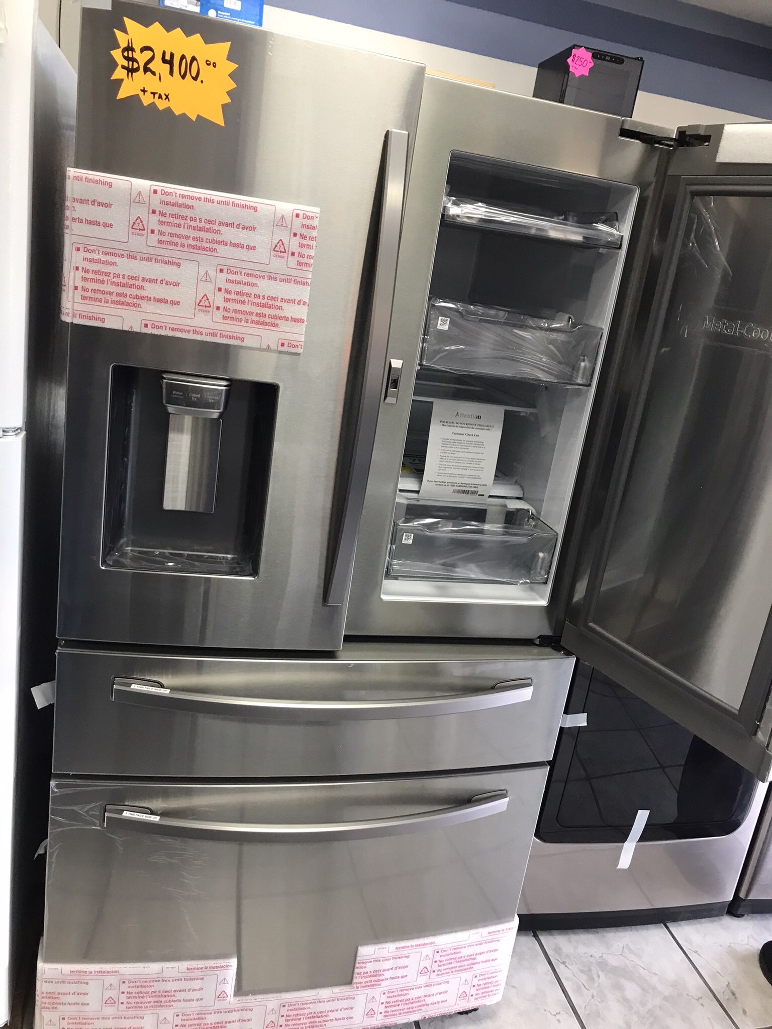 SAMSUNG FRENCH DOOR STAINLESS STEEL !!!Door In Door !!!REFRIGERATOR BRAND NEW OPEN BOX 