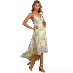 NWT Lulu's Yellow Blue Floral Dress Size small