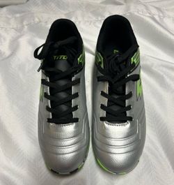 Lotto Roma 500 Turf Cleat Youth Size 5 Silver Black Lime Green Soccer Shoes