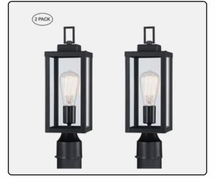 Faymart Lighting 21" H 1-Light Matte Black Hardwired Outdoor Lantern (2-PACK)