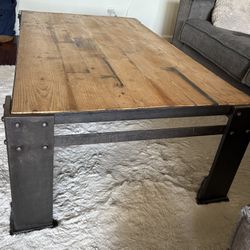 Industrial Steel And Wood Coffee Table - Heavy