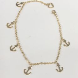 10” Anklet Anchors Charm Gold Stainless Steel 