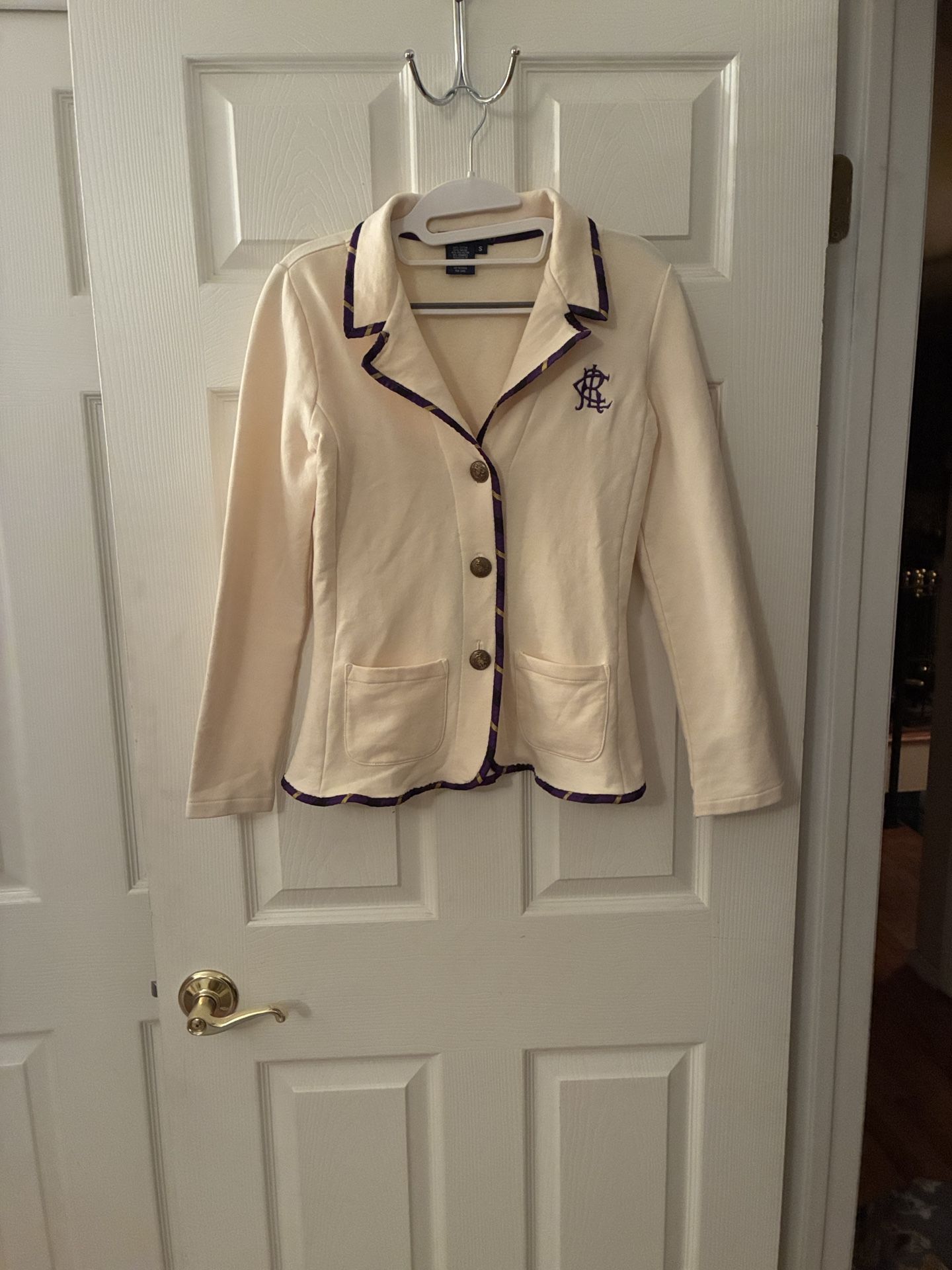 Ralph Lauren Cream Blazer With Purple Accents