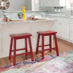 Stylewell  Red Wood Counter Stools 