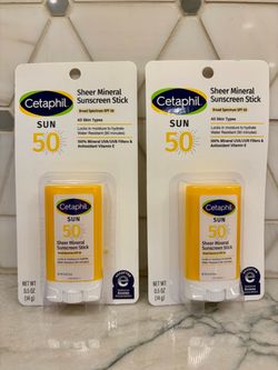 Cetaphil sunscreen: Cetaphil mineral sunscreen stick, 0.5 oz has broad spectrum SPF 50 protection. NEW