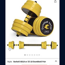 Nice C Adjustable Dumbbell Barbell Weight Pair, Free Weights 2-in- 1 Set, Non-Slip Neoprene Hand, All-Purpose, Home, Gym, Office