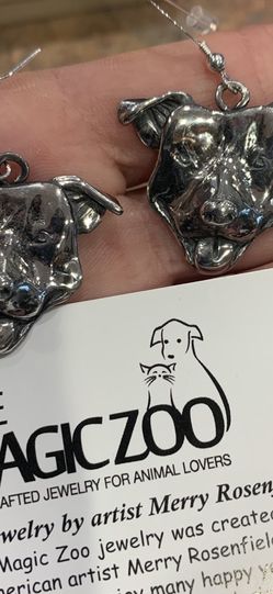 Sterling Silver Happy Pit Bull Earrings