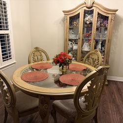Dining room table and hutch