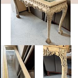 Shabby Chic Carved Wood Console Table